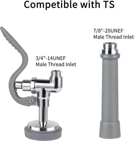 Pre-rinse Spray Valve Commercial Sink Sprayer Replacement Head for Restaurant Industrial Pre Rinse Faucet 1.42 GPM High Pressure Dish Sprayer Nozzle with Hand Grip Assembly (Gray)