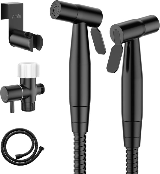Arofa Black Handheld Bidet Sprayer, Bidet Attachment for Toilet, 2 Pack