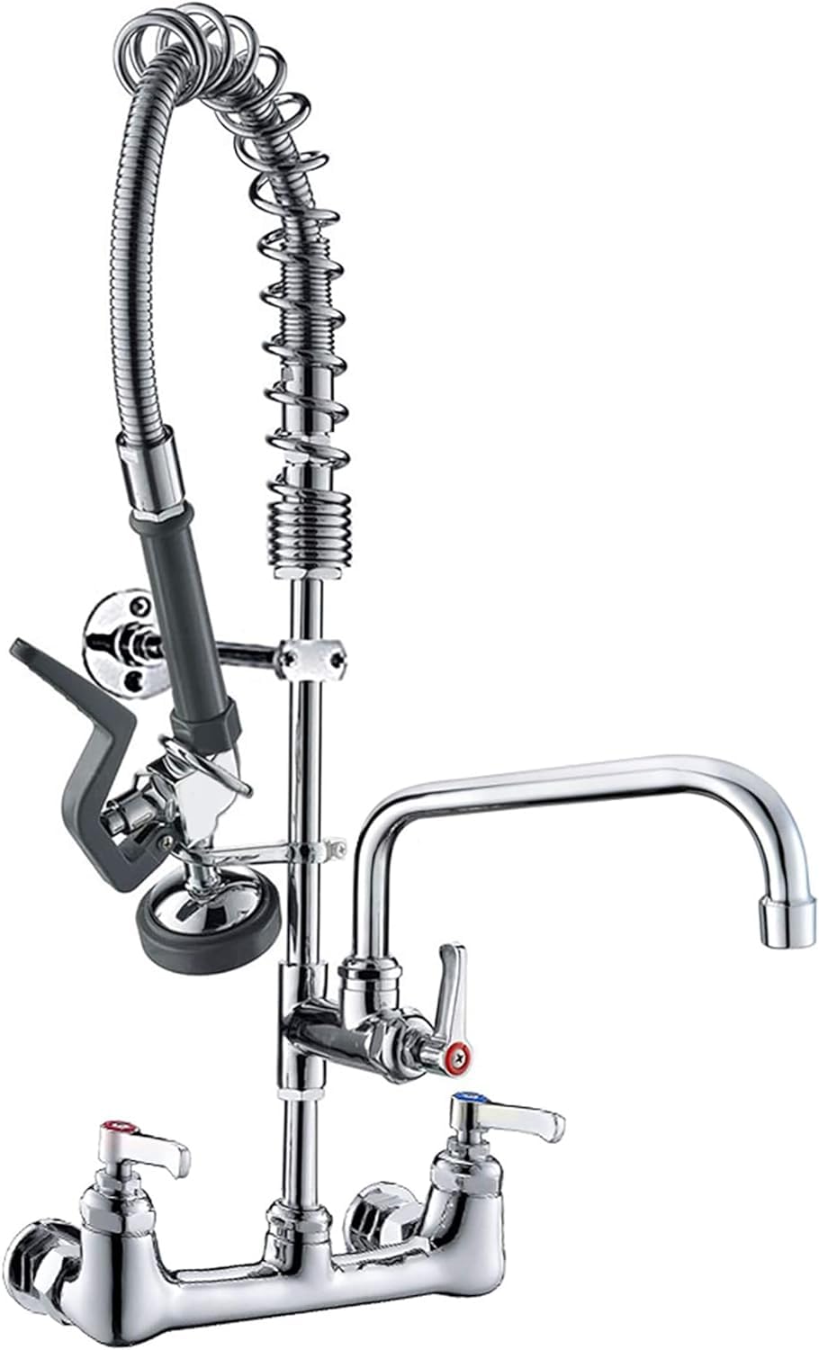 Commercial Sink Faucet with Sprayer 36 inch Commercial Faucet Pre Rinse Sprayer 8 inch Wall Mount Center with 12 inch Add on Spout
