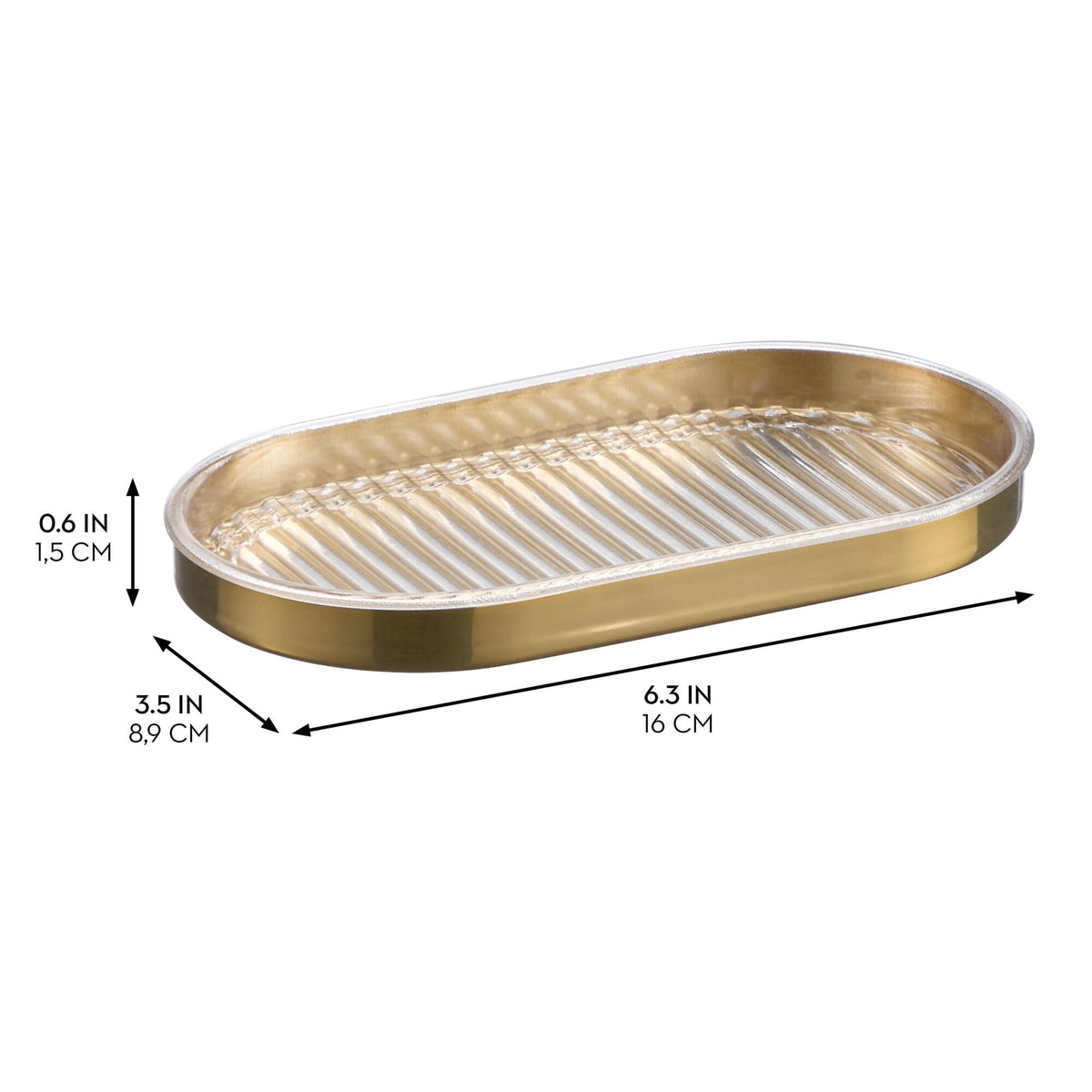 iDesign Soap Dish Holder for Bar Soap, Clear/Brushed Nickel