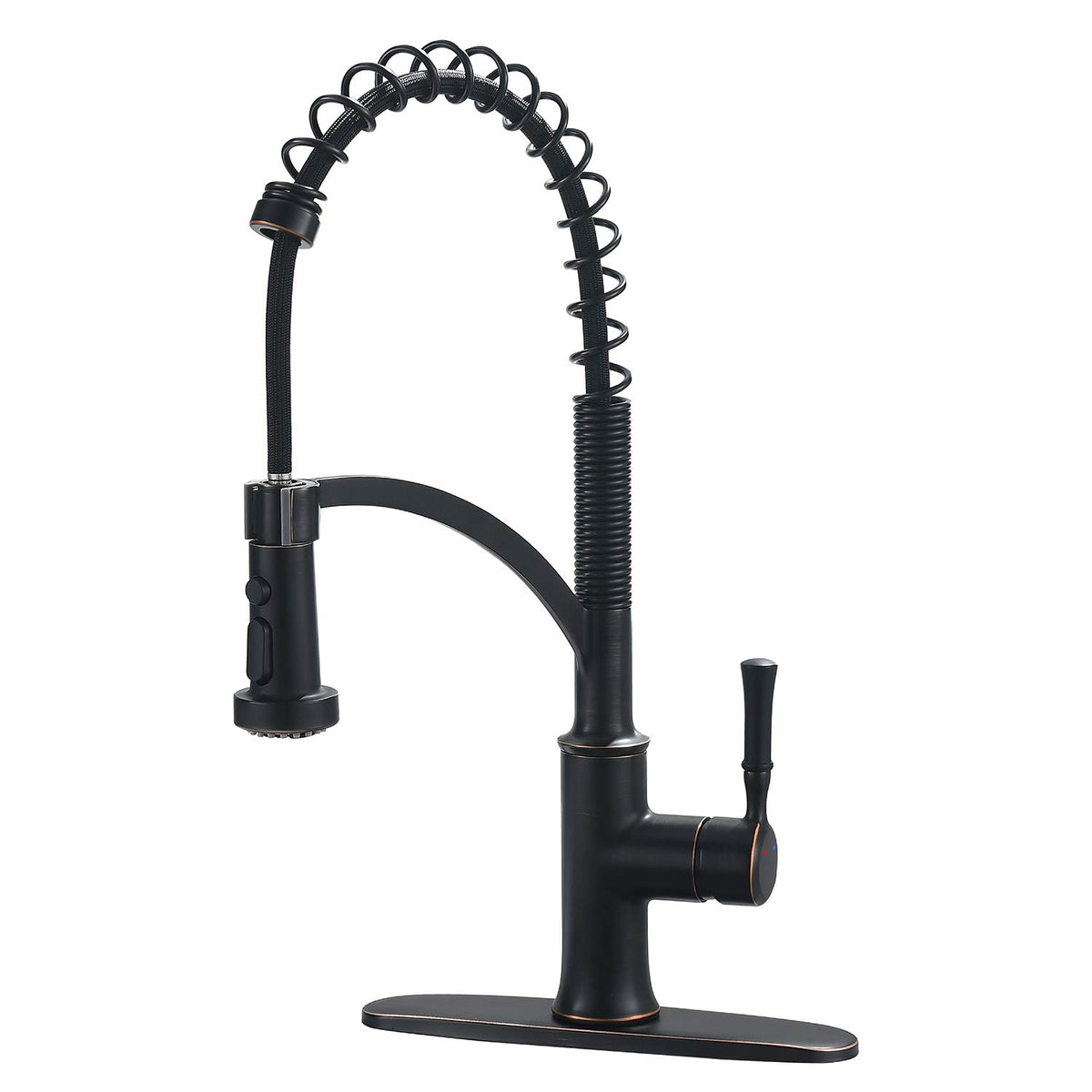 Kitchen Faucet with Pull Down Sprayer, Single Handle Brushed Nickel High Arc Commercial Farmhouse Kitchen Sink Faucet with Deck Plate