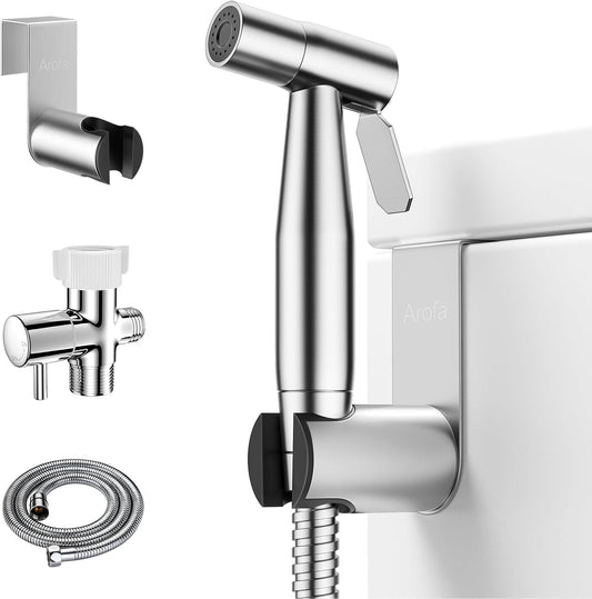Arofa Handheld Bidet Sprayer, Bidet Attachment for Toilet, Brushed Nickel