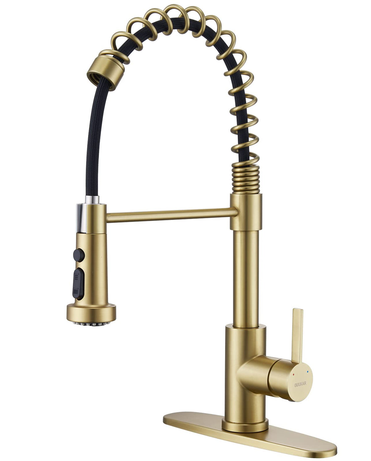 Kitchen Faucet with Pull Down Sprayer, Single Handle Brushed Nickel High Arc Commercial Farmhouse Kitchen Sink Faucet with Deck Plate