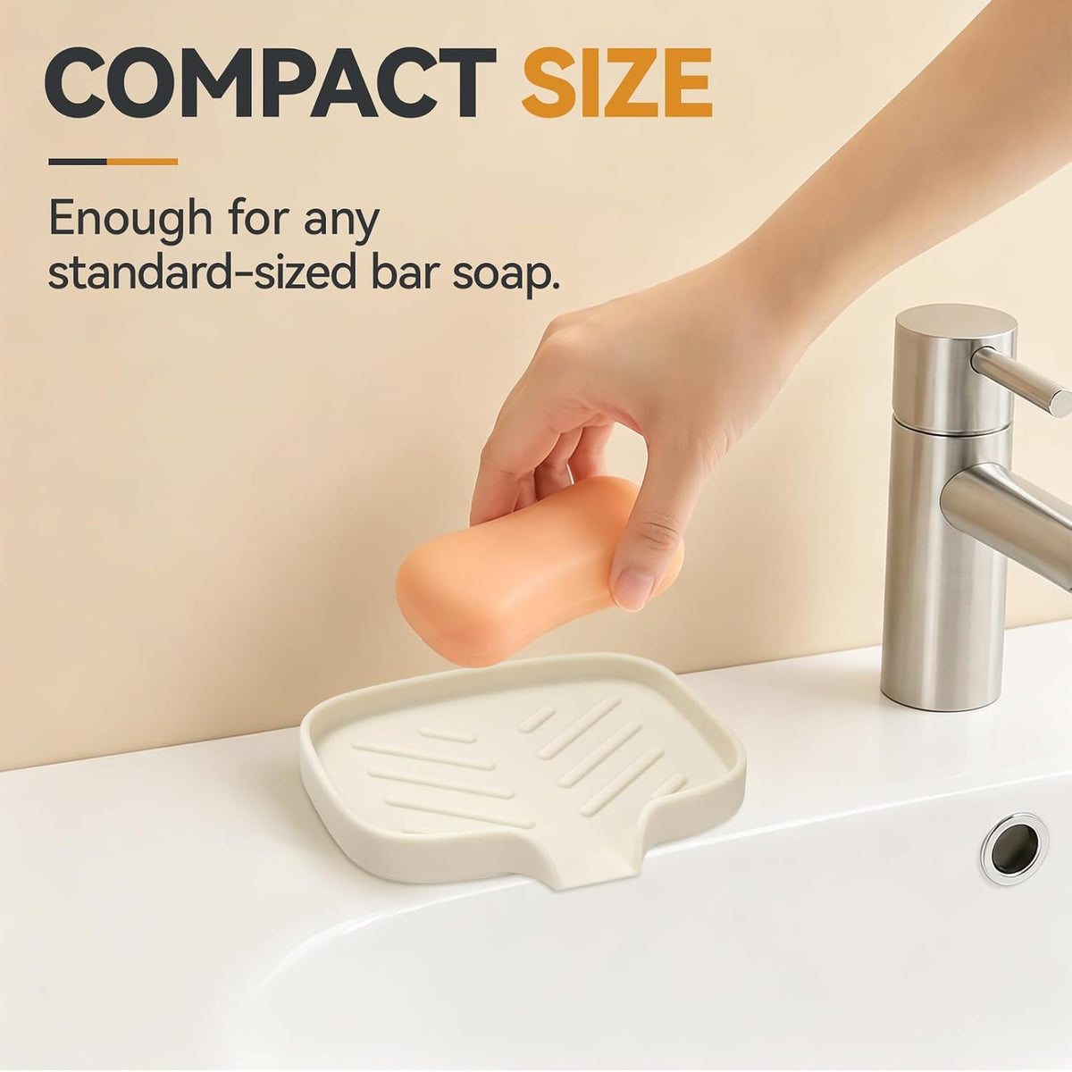 2PCS Silicone Soap Dish with Drain Spout for Shower Bathroom Kitchen