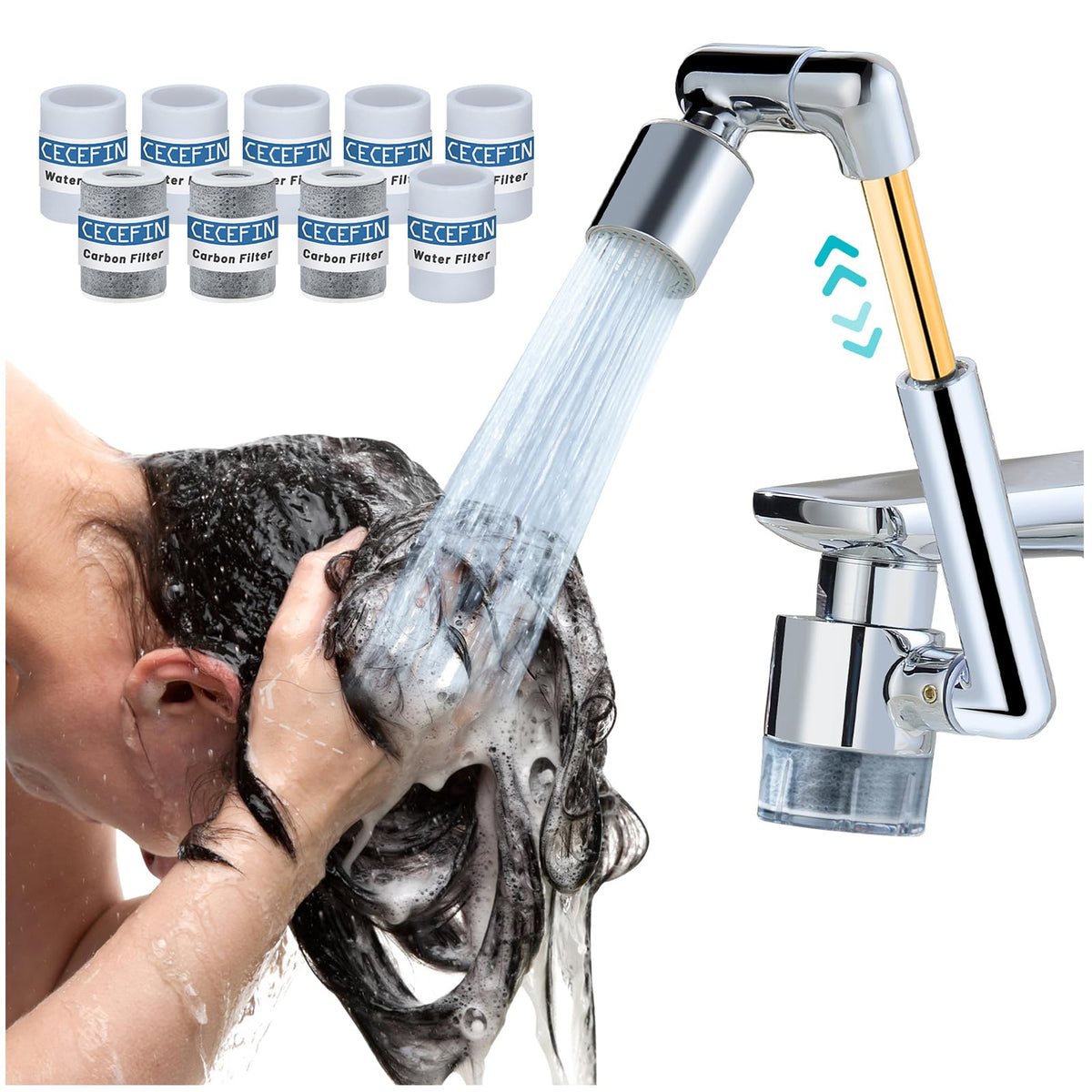 Patented CECEFIN Swivel Faucet Extender Sink Aerator NSF/ANSI 372 Standard