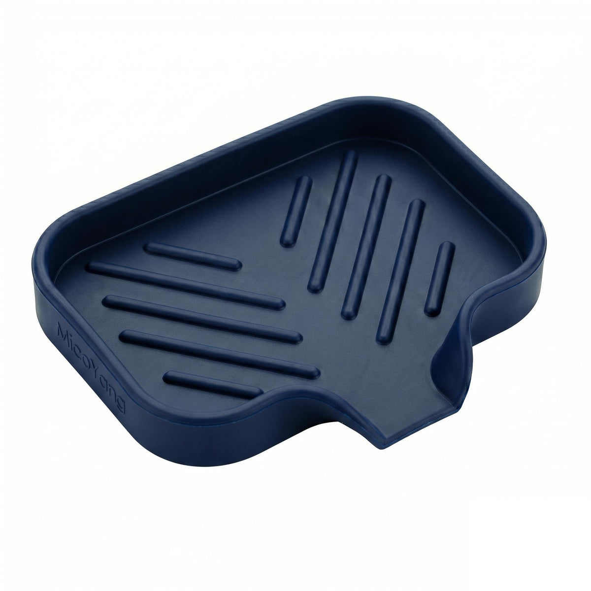 MicoYang Silicone Soap Dish with Drain Spout, Self-Draining Sink Organizer Tray for Bathroom and Kitchen, Sponges, Dispensers and Soap Holder, Non-Slip and Dishwasher Safe, Grey (Compact, 4.9"×3.2")