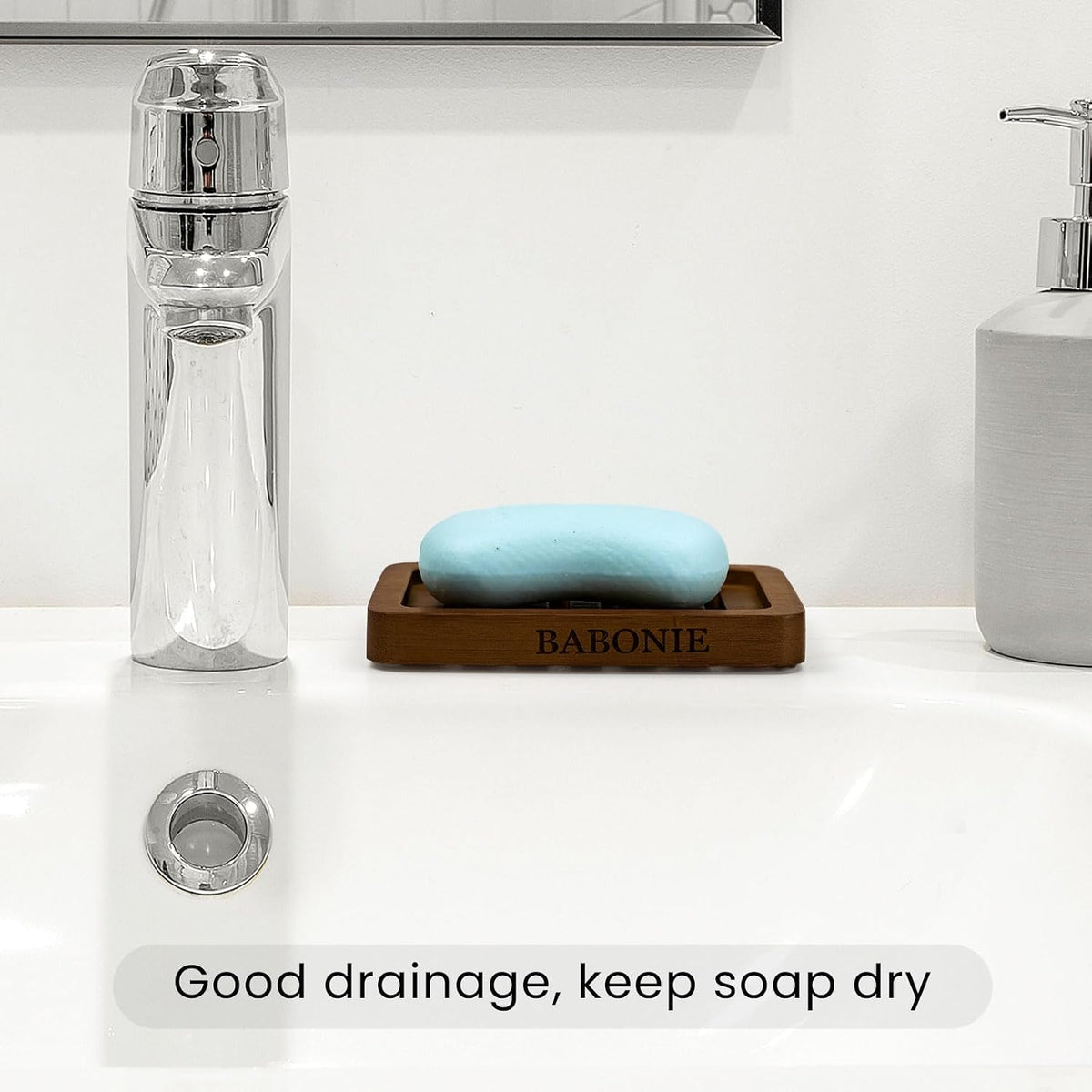 2 Pack FSC Bamboo Soap Dish, Slotted Self-Draining Bar Soap Holder