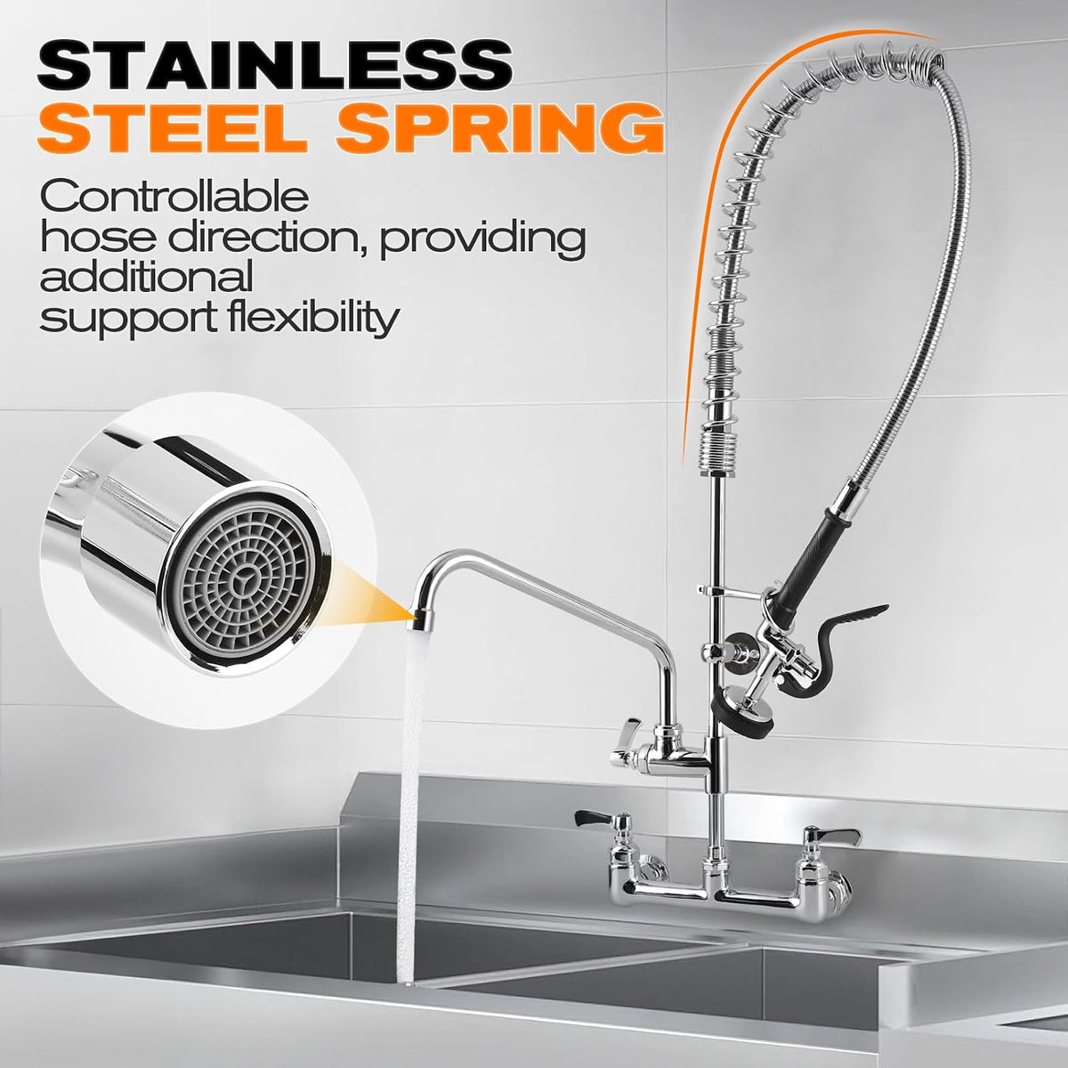 36" Height Commercial Faucet with Sprayer Commercial Sink Faucet