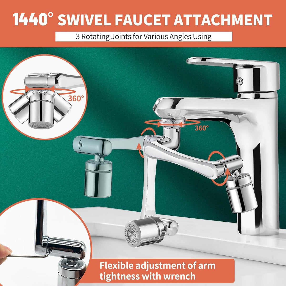 Patented CECEFIN Swivel Faucet Extender Sink Aerator NSF/ANSI 372 Standard