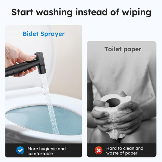 Arofa Black Handheld Bidet Sprayer, Bidet Attachment for Toilet, 2 Pack
