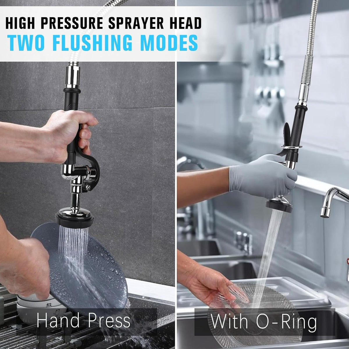 Spray Valve with 20" Flexible Stainless Steel Hose & Pre-Rinse Overhead Spring, Commercial Faucet Flexible Hose with Spray Head Replacement Kit For 20" 21" 25" 27" Height Comercial Sink Faucet