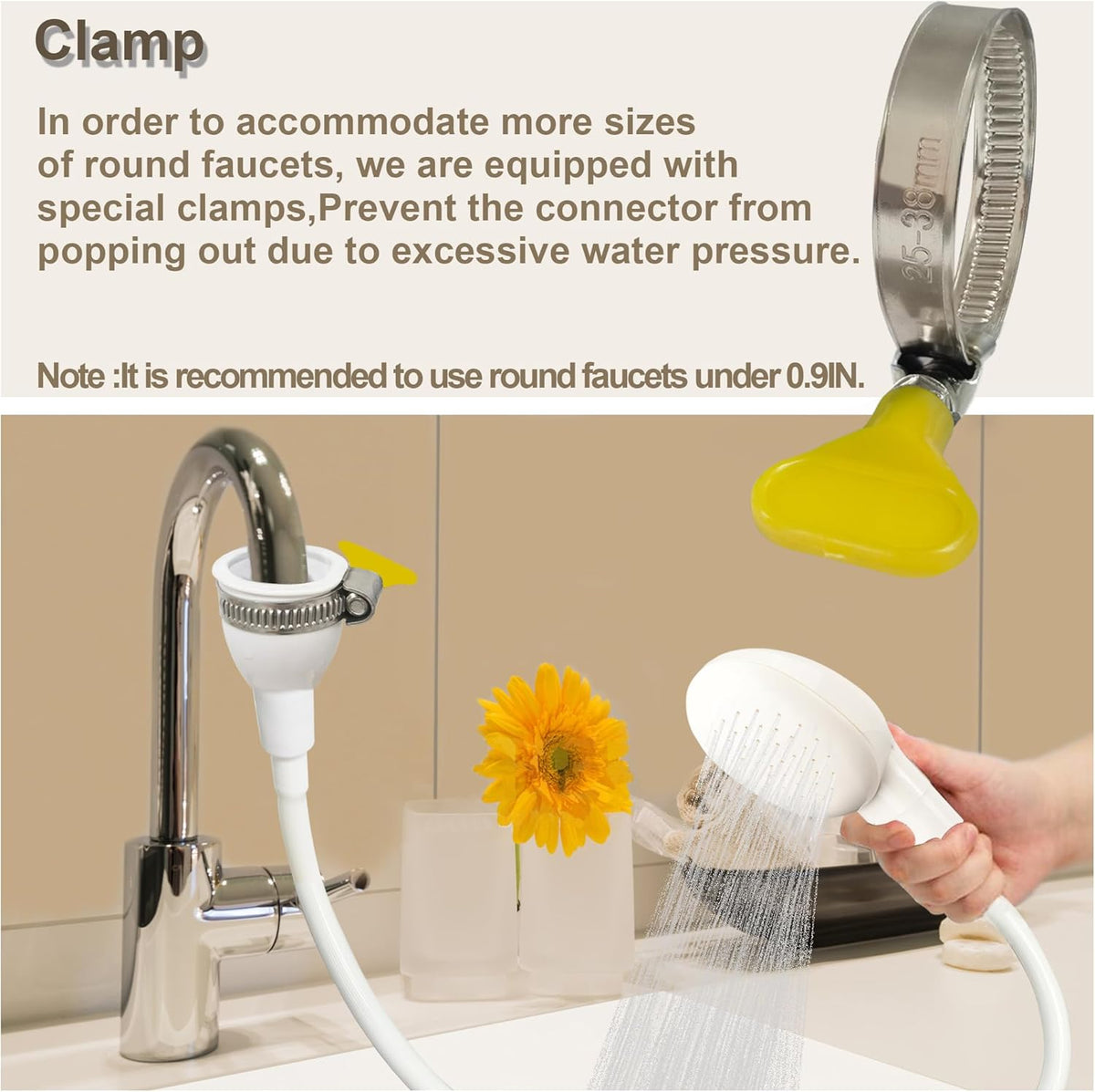 Portable Shampoo Sink Spray Hose, Faucet Attachment with Nozzle for Hair Washing, Baby & Pet Bathing, Vegetable Rinsing, White (White, 3M/9.84FT)