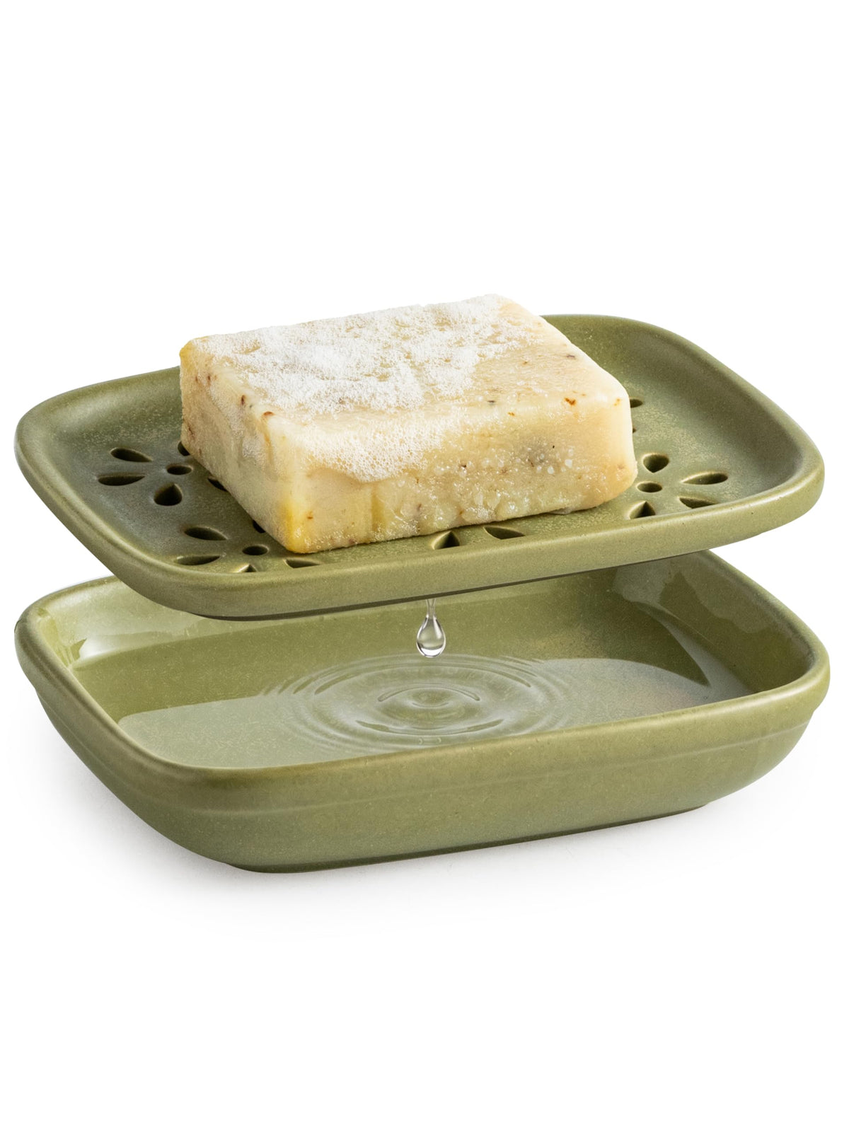 Miamolo Soap Dish for Shower with Drainage, Double Layer, Extends Soap Life