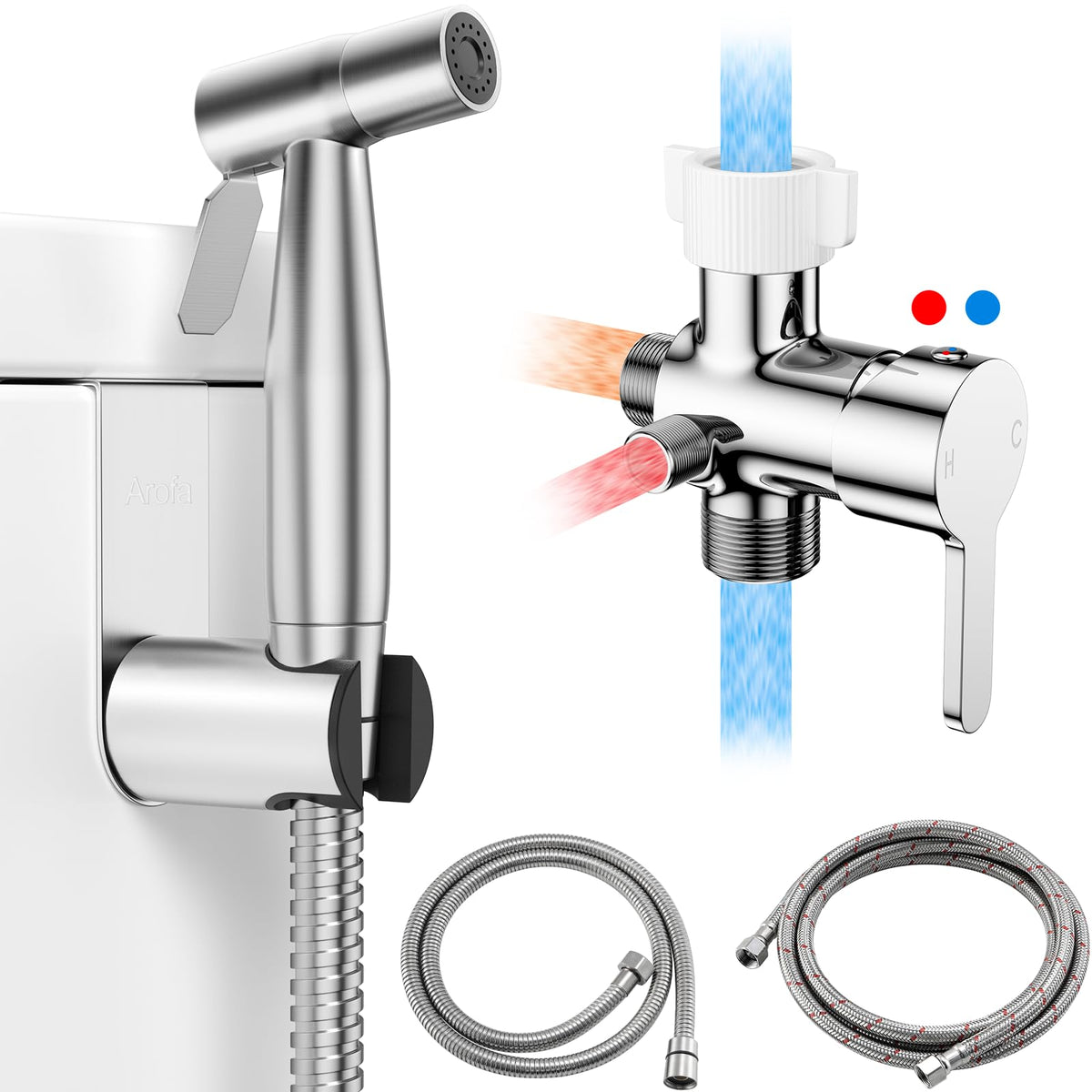 Arofa 3 Pack Handheld Bidet Sprayer for Toilet, Adjustable Water Pressure