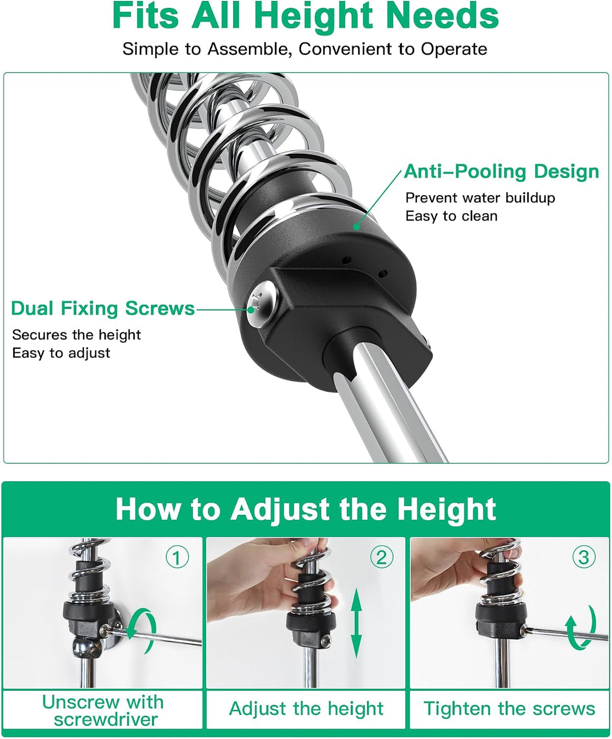 Commercial Sink Faucet with Pre-Rinse Sprayer -Height Adjustable (33-43 inch) Wall Mount Industrial Kitchen Faucet 8 inch Center with Pre-Rinse Sprayer and 12 Inch Swivel Spout