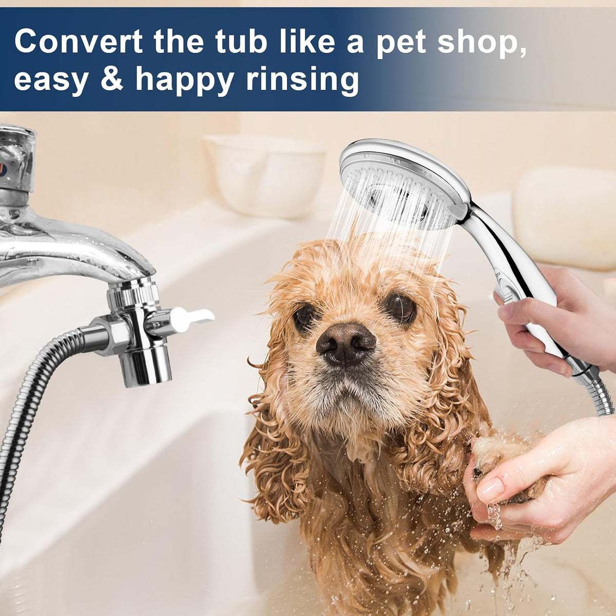 KLLEYNA Shower Head Hose Sink Tub Faucet Attachment,ON/OFF Sprayer Dog Wash