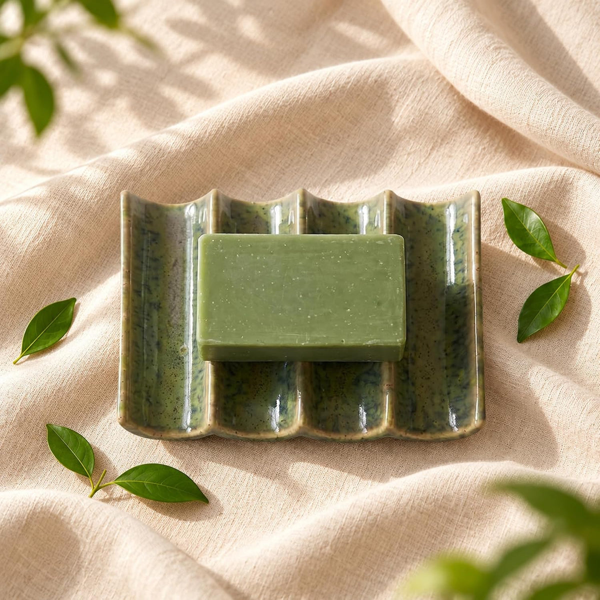 Ceramic Soap Dish, Draining Bar Soap Holder for Shower & Bathroom