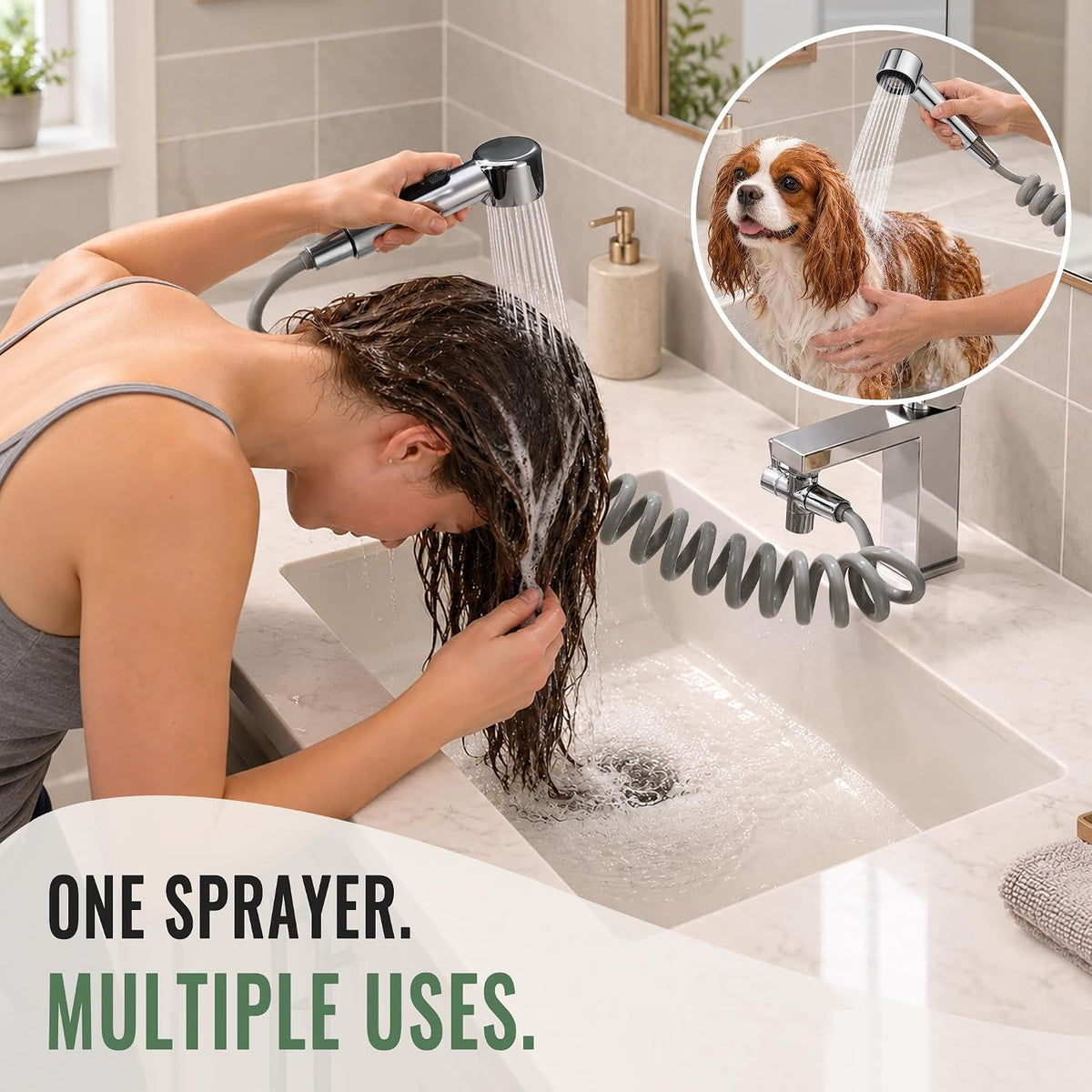 3-Mode Sink Faucet Sprayer Attachment with ON/OFF Switch